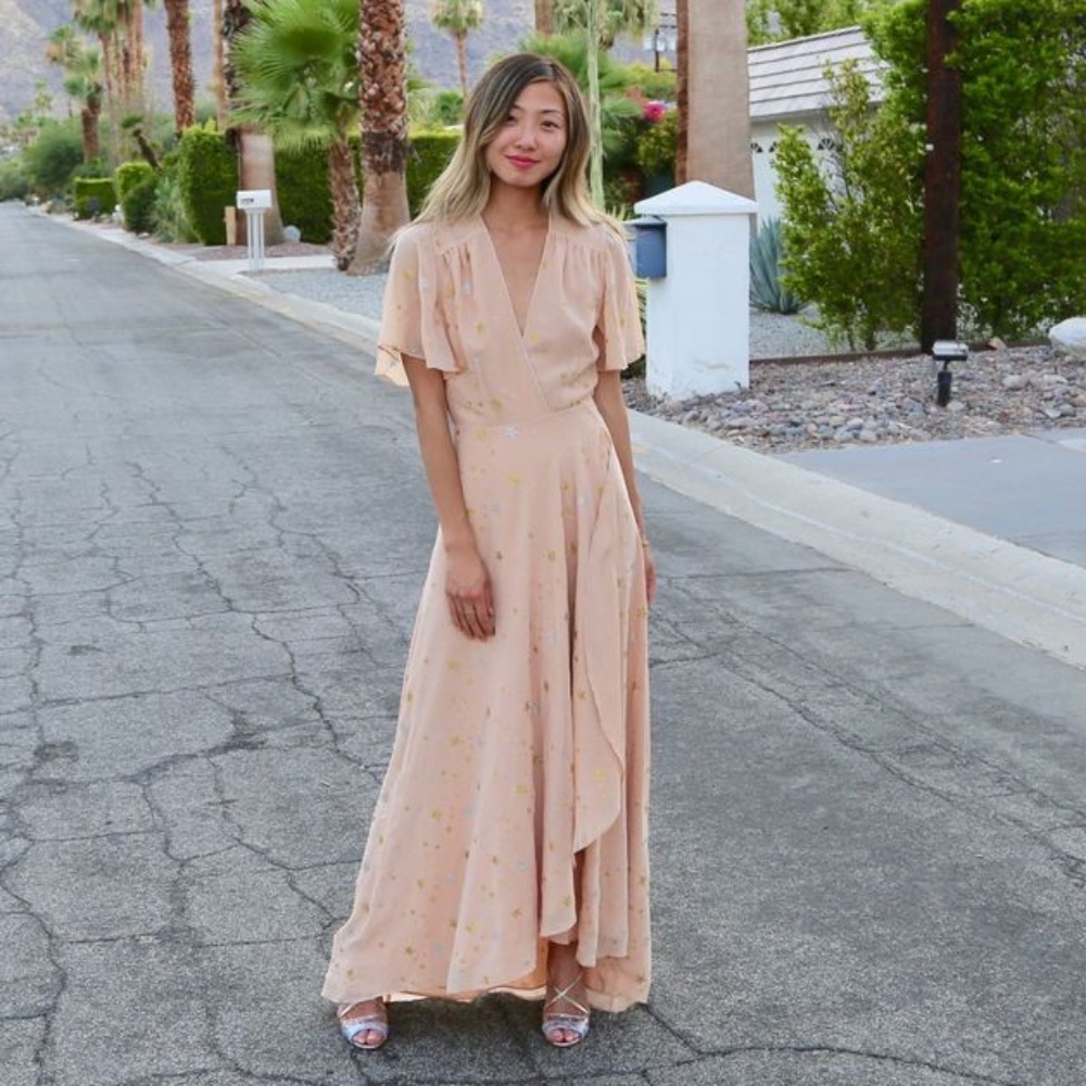 Privacy Please Krause Star-Print Wrap Blush Dress